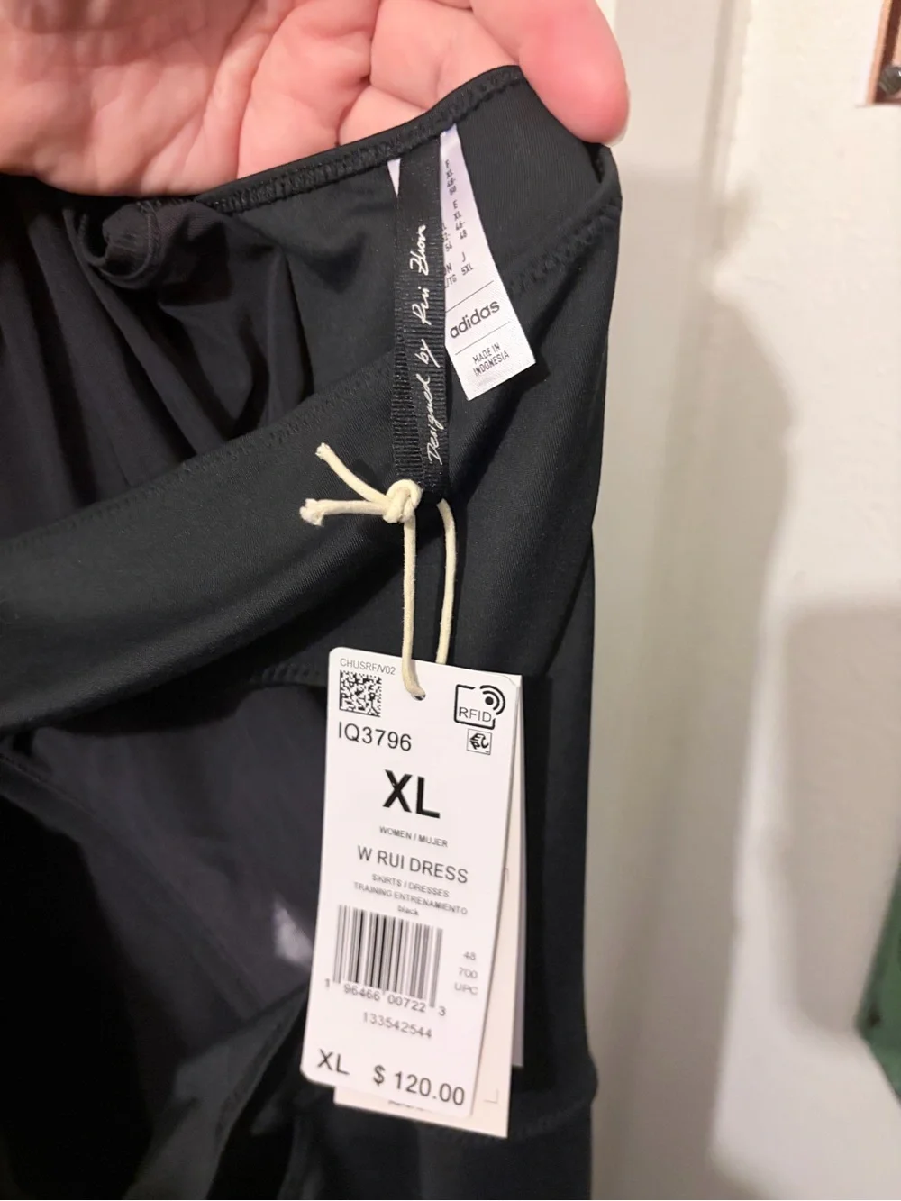 Adidas x Rui Zhou- size XL- black stretch & mesh high/low dress w/cutouts. NWT - Picture 8 of 9